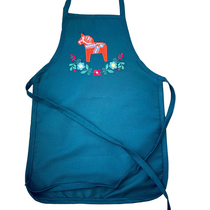 Children's Apron Embroidered Dala horse & flowers