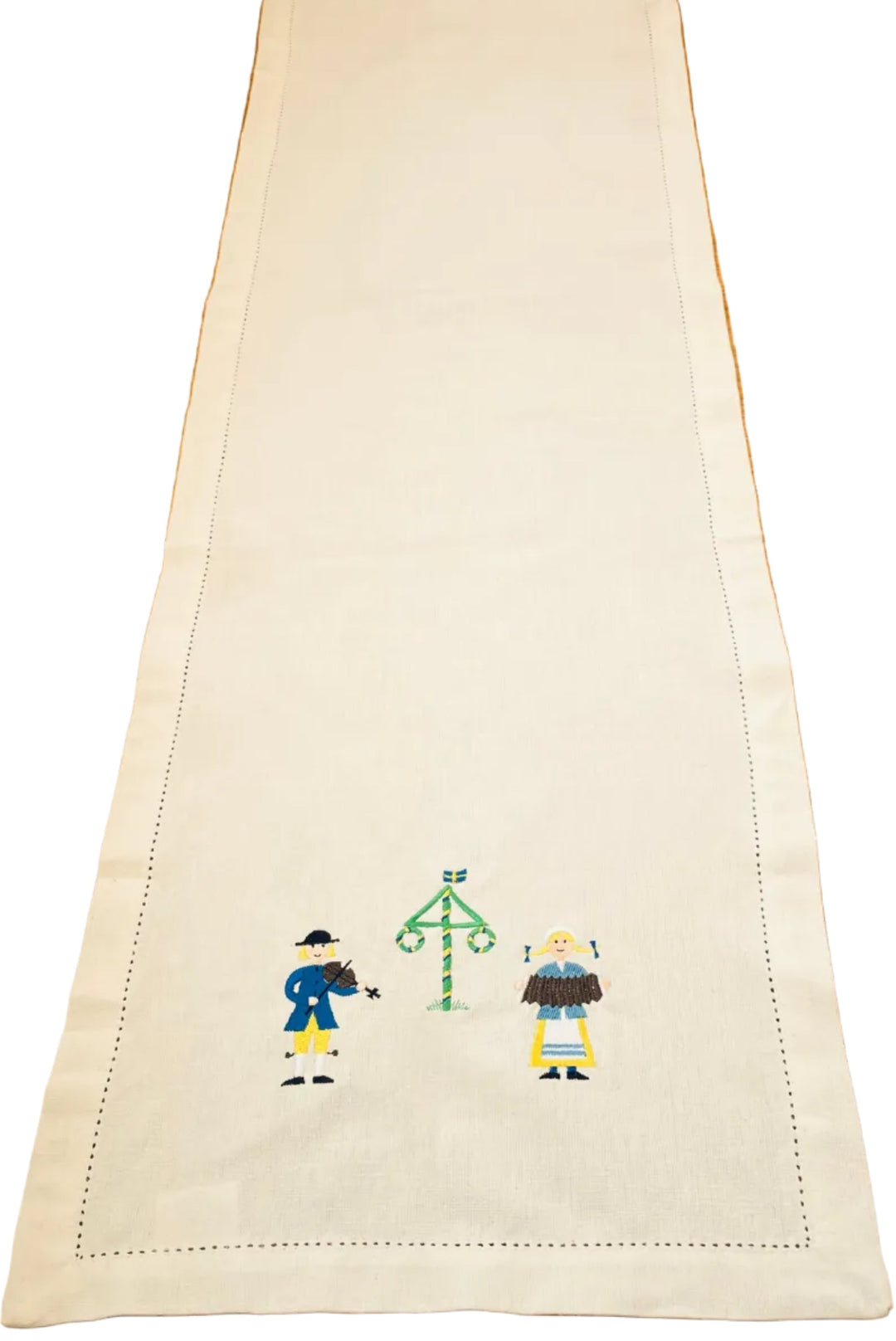 Midsummer Maypole Embroidered  on Cream 52" Runner