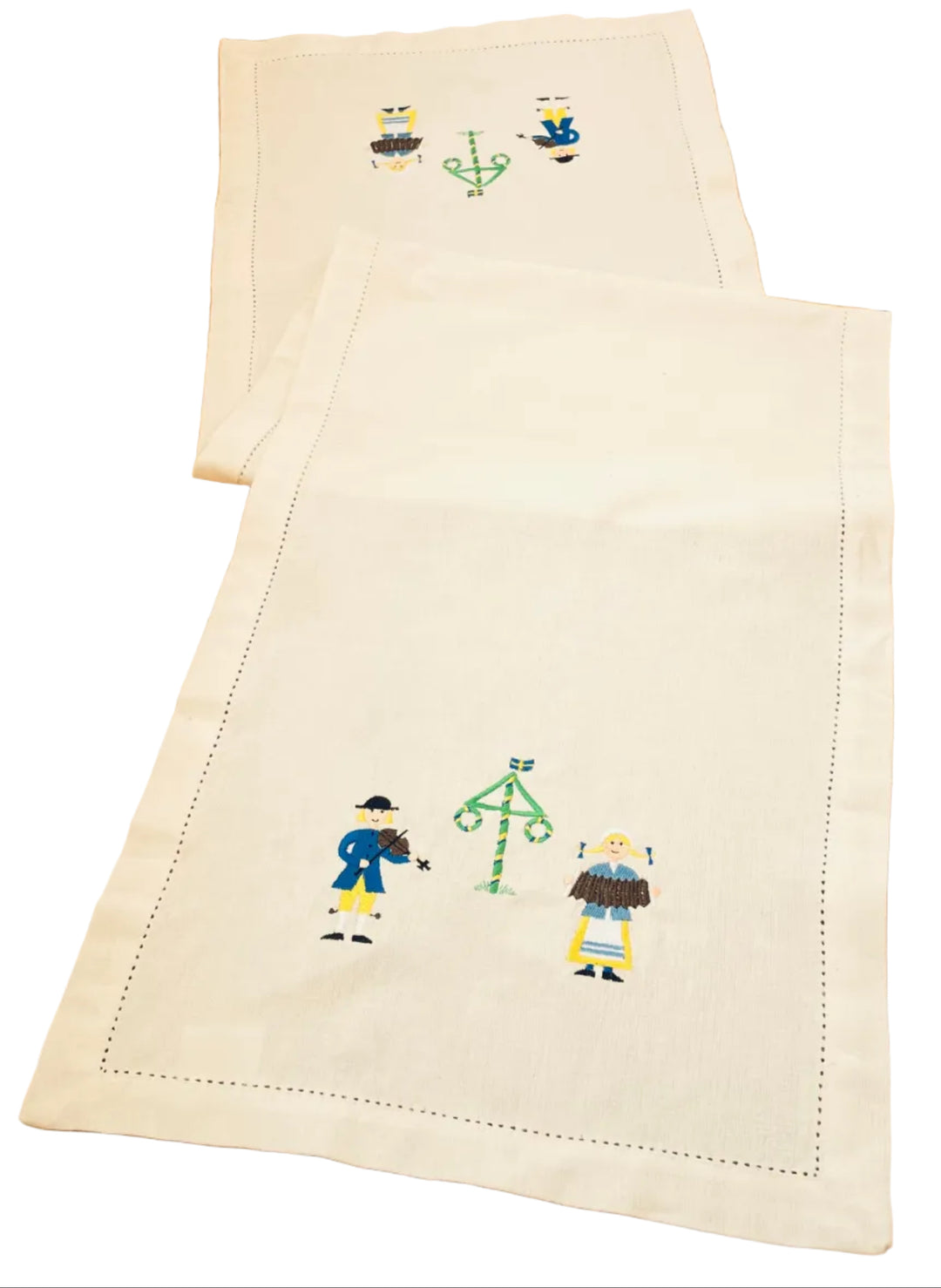Midsummer Maypole Embroidered  on Cream 52" Runner