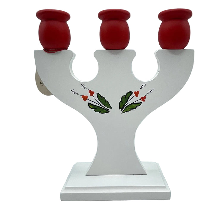 Swedish wood candle holder with Dala horse