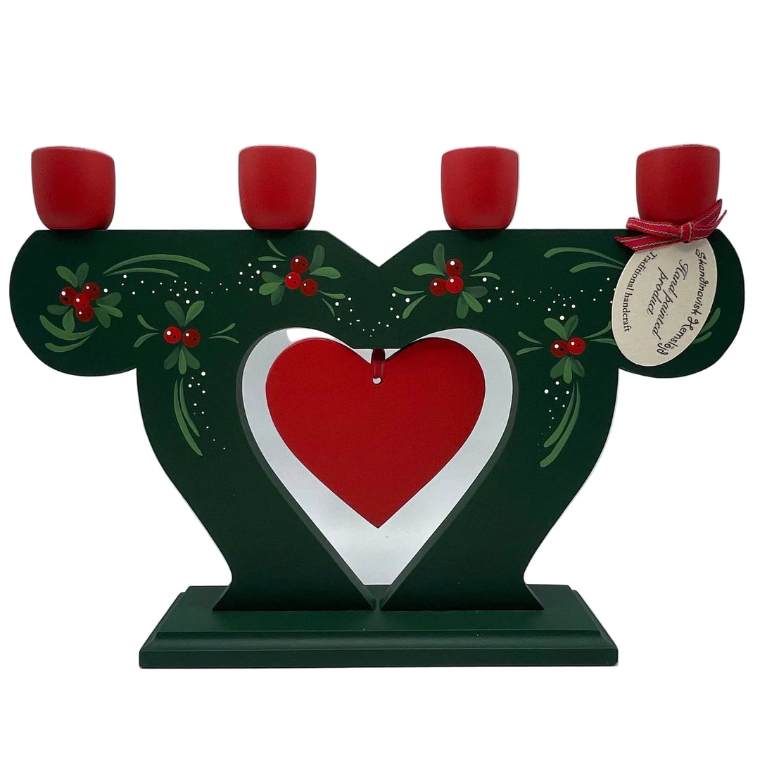 Swedish wood candle holder with lingonberries