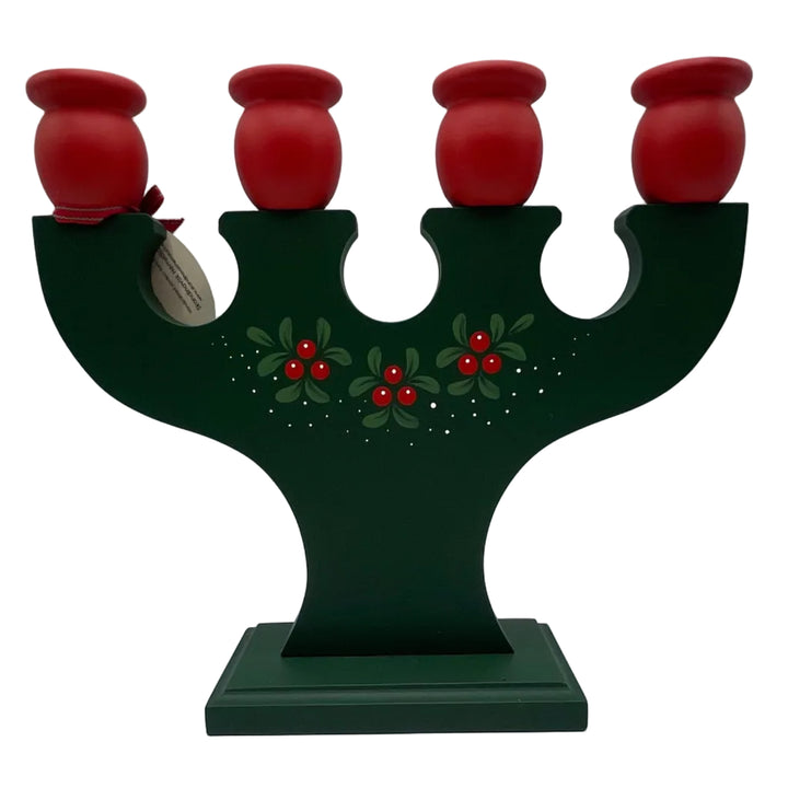 Swedish wood candle holder with lingonberries