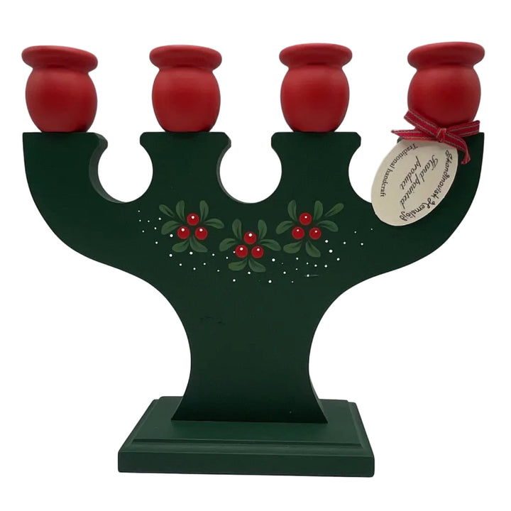 Swedish wood candle holder with lingonberries