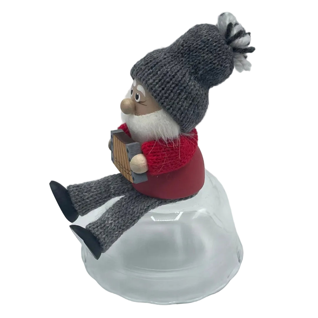 Hand made Tomte Gnome sitting with accordion