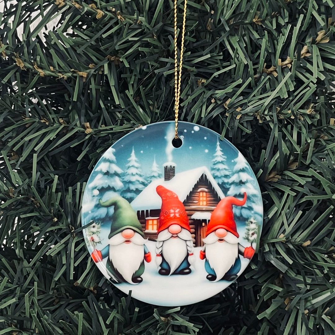 Ceramic Ornament, Gnomes at the cabin