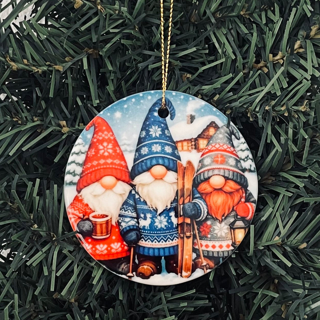Ceramic Ornament, Nordic Gnome Trio
