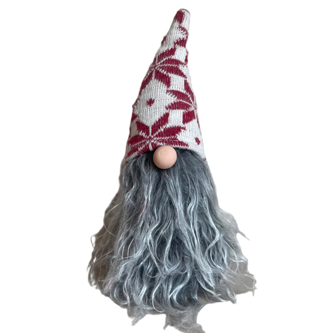 Nordic gnome with burgundy & cream star hat