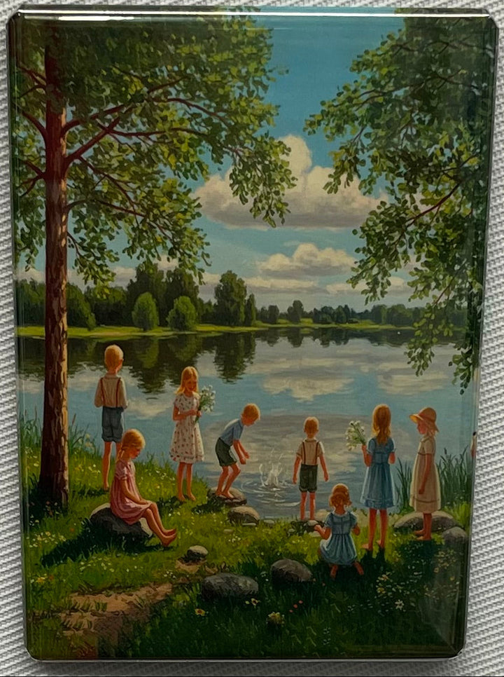 Rectangle Magnet,  Children by the Lake