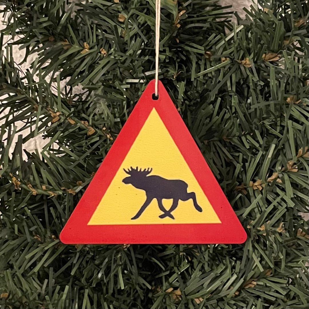 Moose Crossing sign ornament