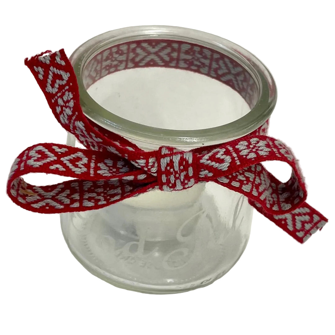 God Jul Glass Votive with Swedish Ribbon