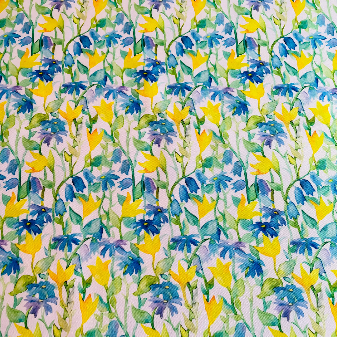 Fabric Blue & Yellow Flowers