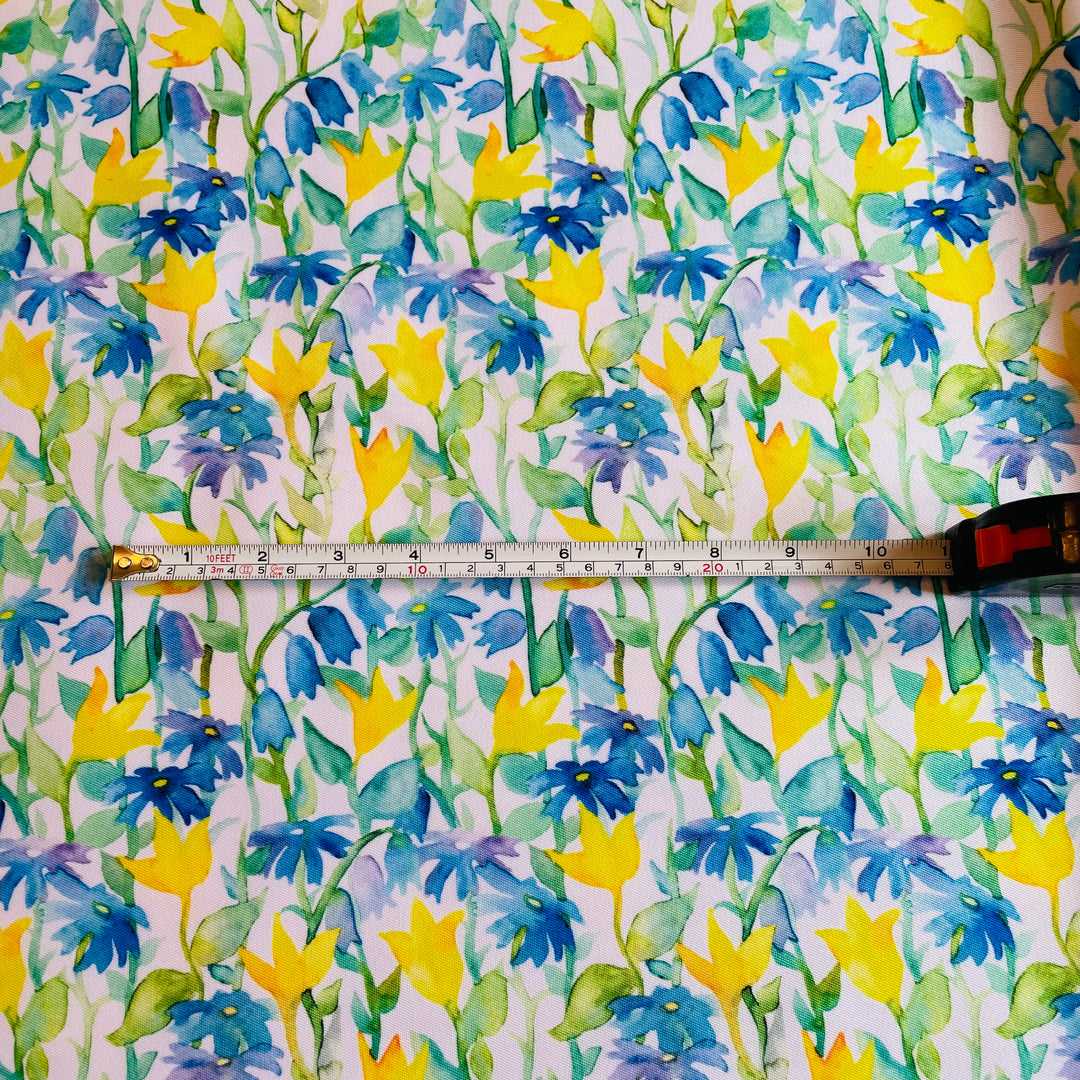 Fabric Blue & Yellow Flowers
