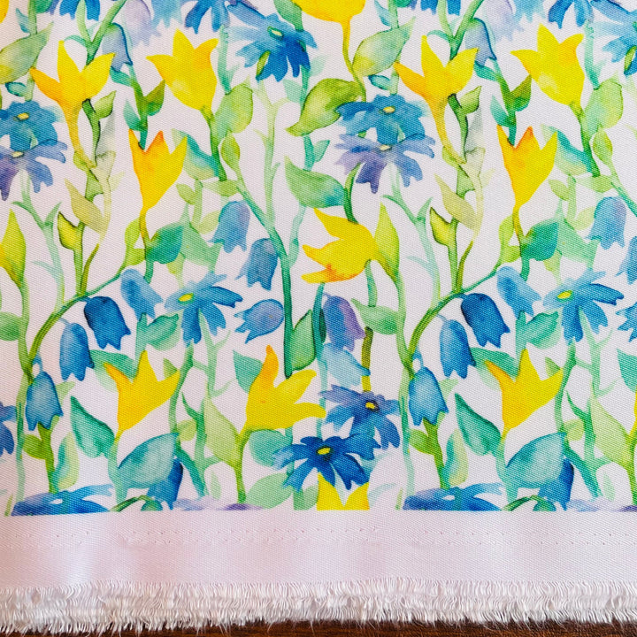 Fabric Blue & Yellow Flowers