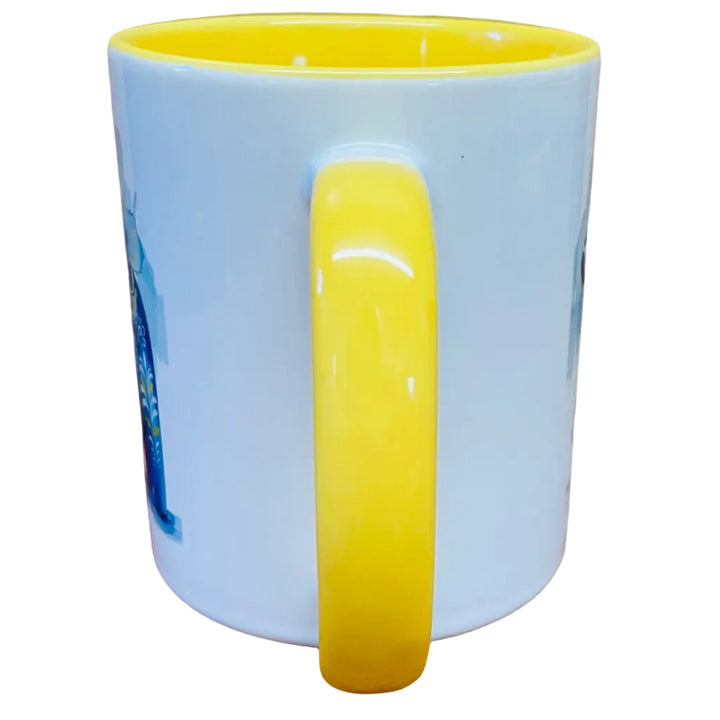 Blue Dala horse coffee mug with yellow handle