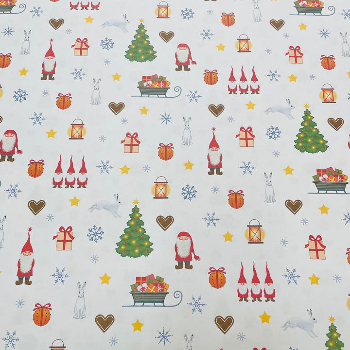 Eva Melhuish Gnomes, Rabbits, Trees & Hearts Gift wrap or craft paper