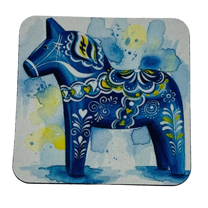 Blue Dala Horse Coasters Box of 6