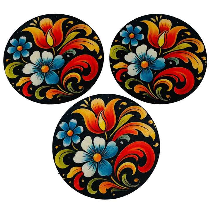 Folk Art Flowers Coasters Box of 6