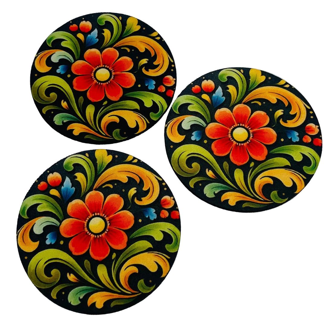 Folk Art Flowers Coasters Box of 6