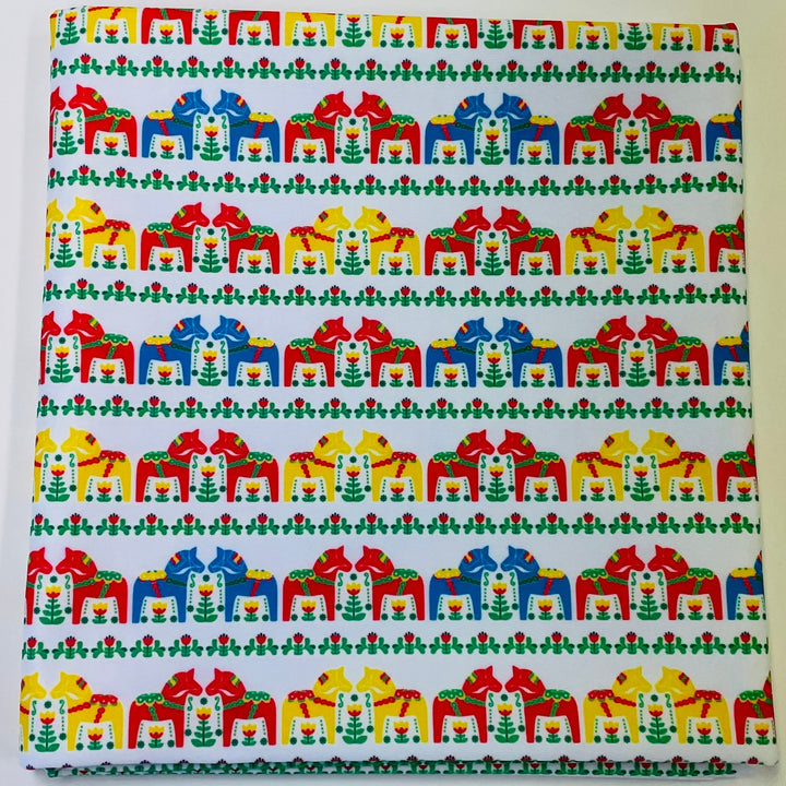 $5.00 SALE Fabric 36" Dala Horses
