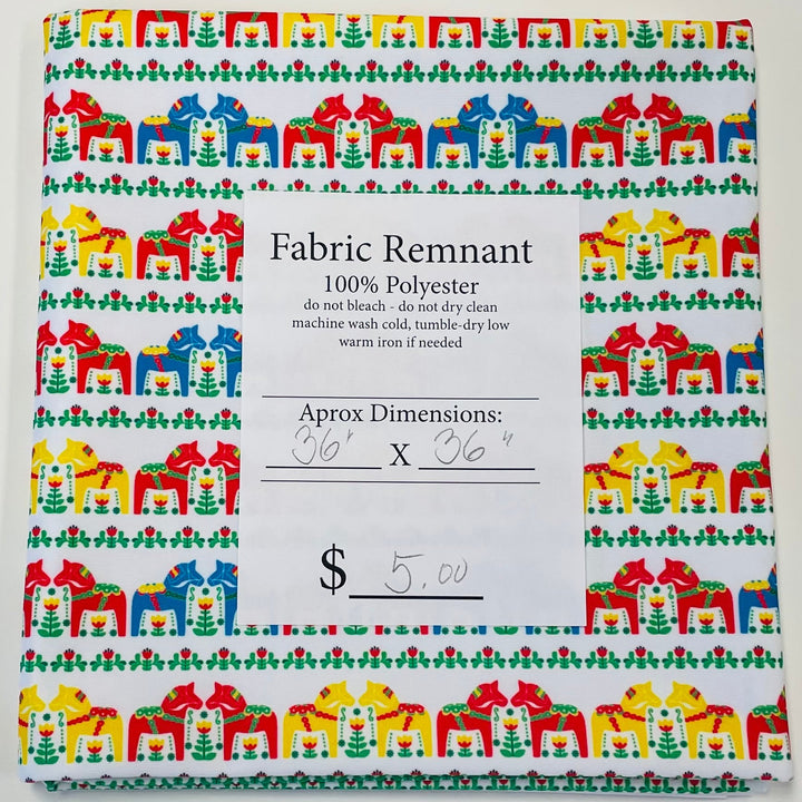 $5.00 SALE Fabric 36" Dala Horses