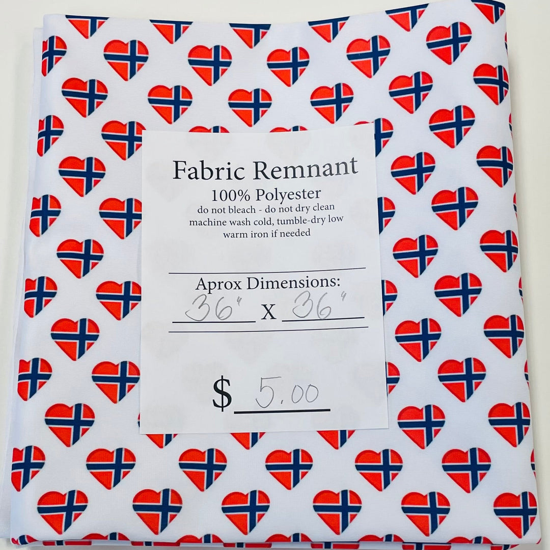 $5.00 SALE Fabric 36" Norway Hearts