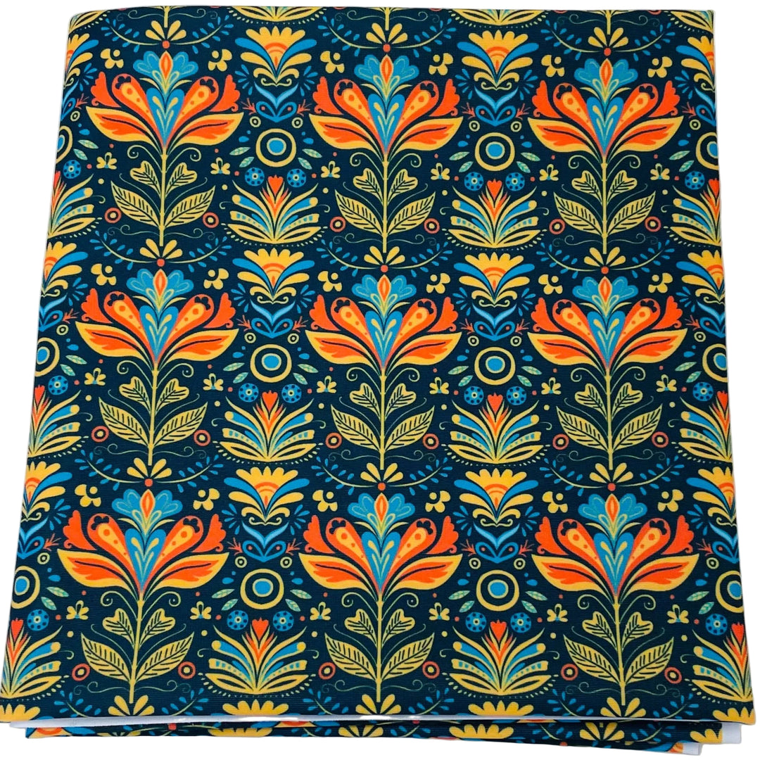 $5.00 SALE Fabric 36" Folk Art Flowers