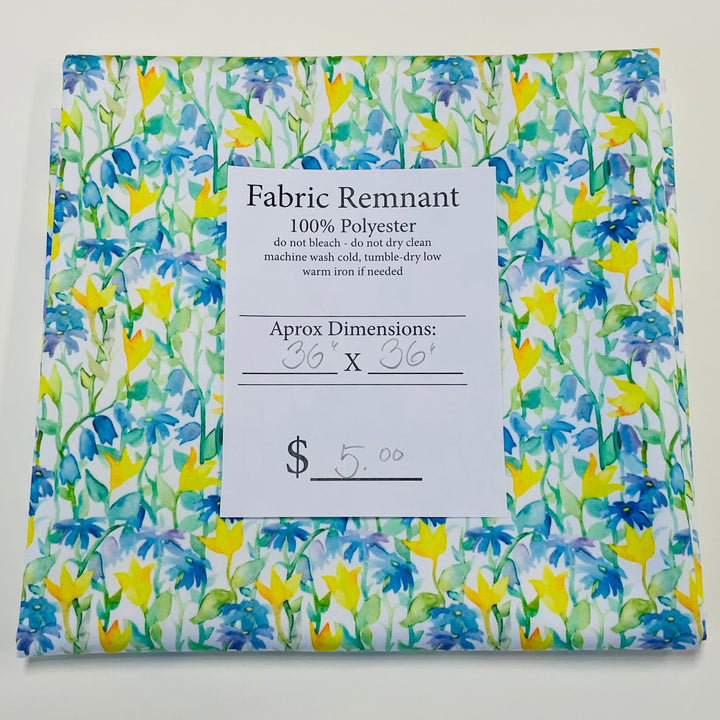 $5.00 SALE Fabric 36" Yellow and Blue Flowers