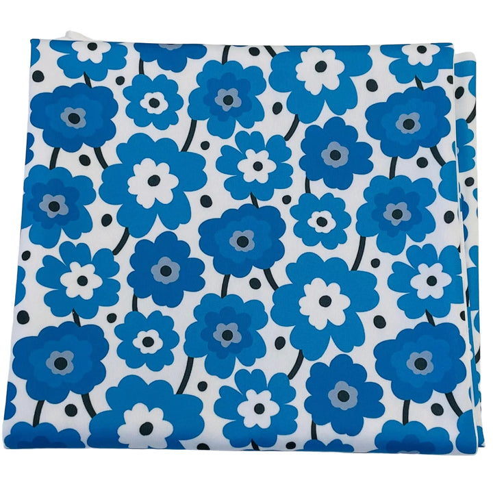 $5.00 SALE Fabric 36" Blue Flowers