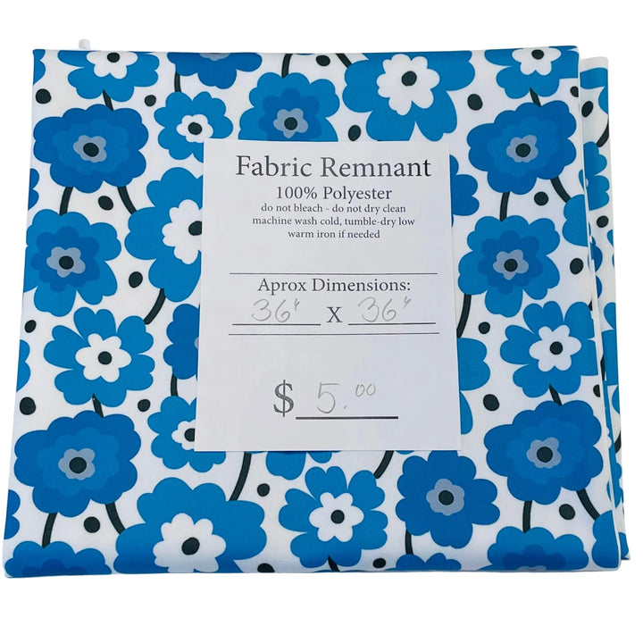 $5.00 SALE Fabric 36" Blue Flowers