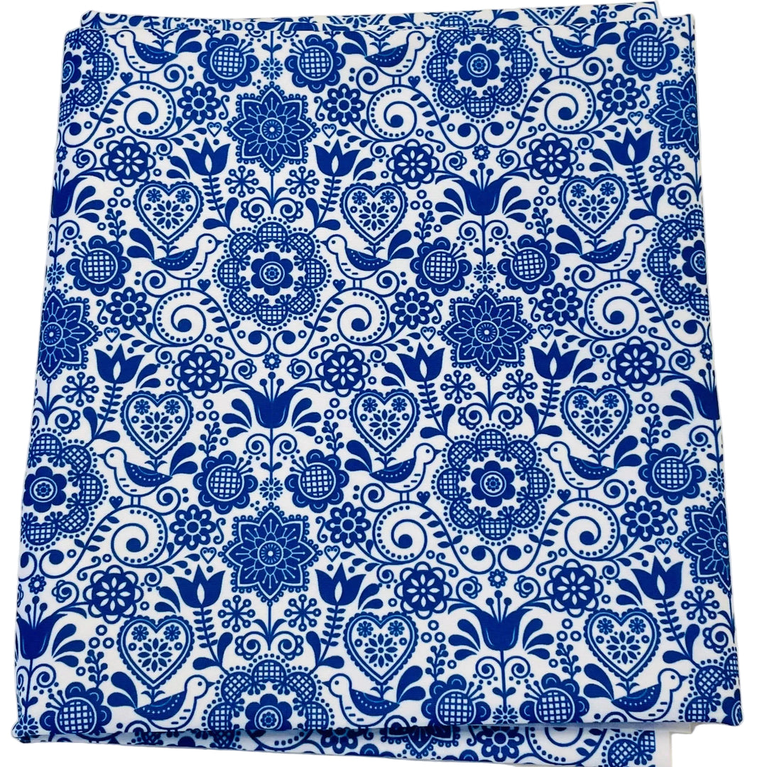 $5.00 SALE Fabric 36" Flowers & Birds Folk Art