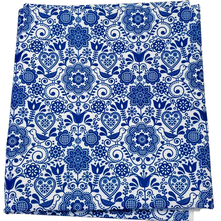 $5.00 SALE Fabric 36" Flowers & Birds Folk Art