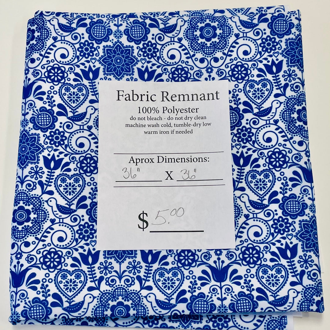 $5.00 SALE Fabric 36" Flowers & Birds Folk Art