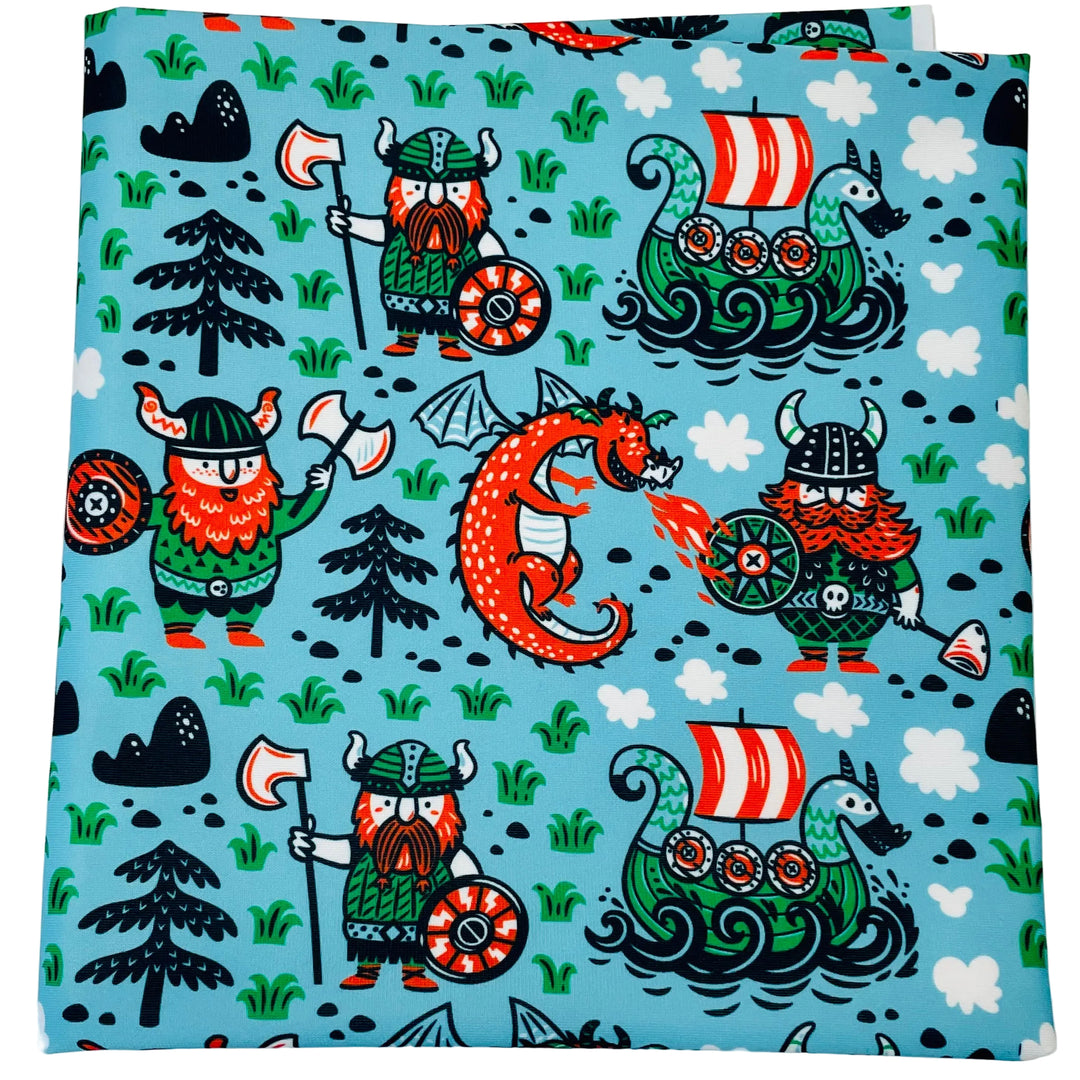 $5.00 SALE Fabric 36" Vikings, Ships & Dragons