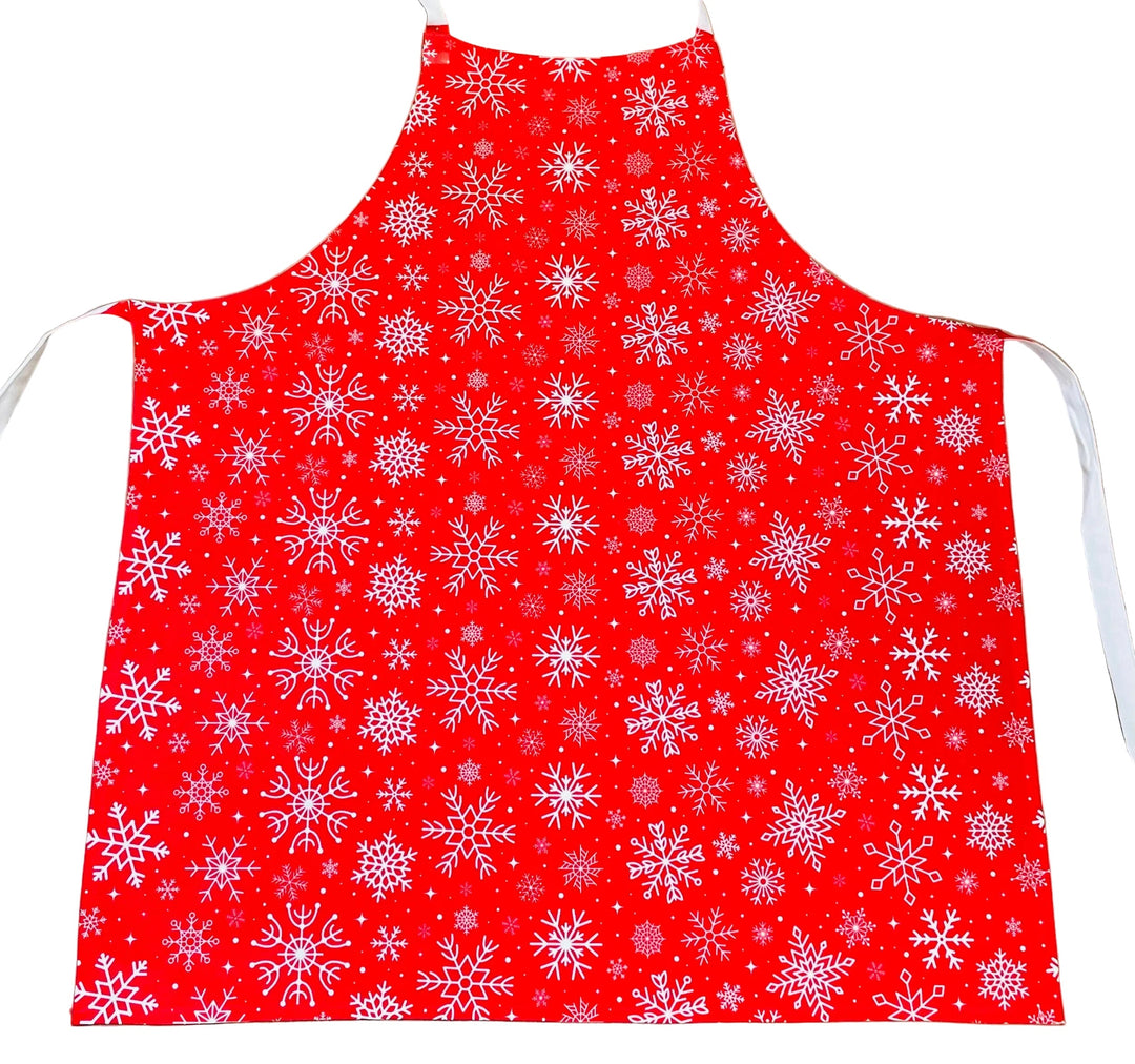 Apron - Snowflakes on Red
