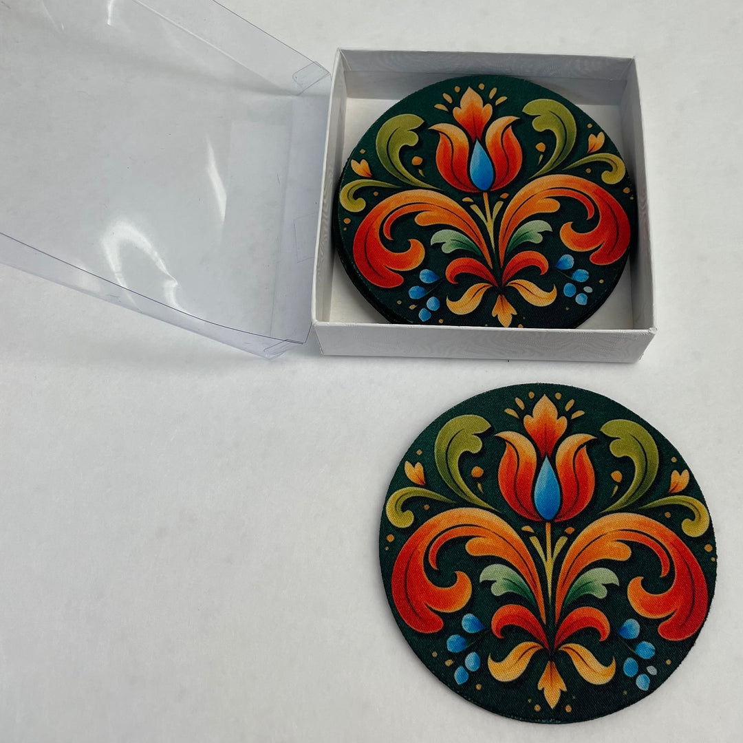 Folk Art Flowers Coasters Box of 6