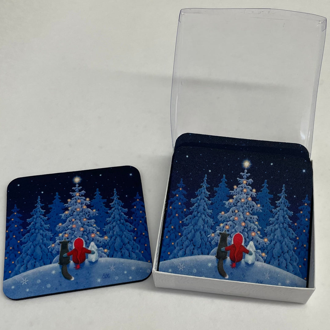 Eva Melhuish Tomte with Fox and Rabbit Coasters Box of 6