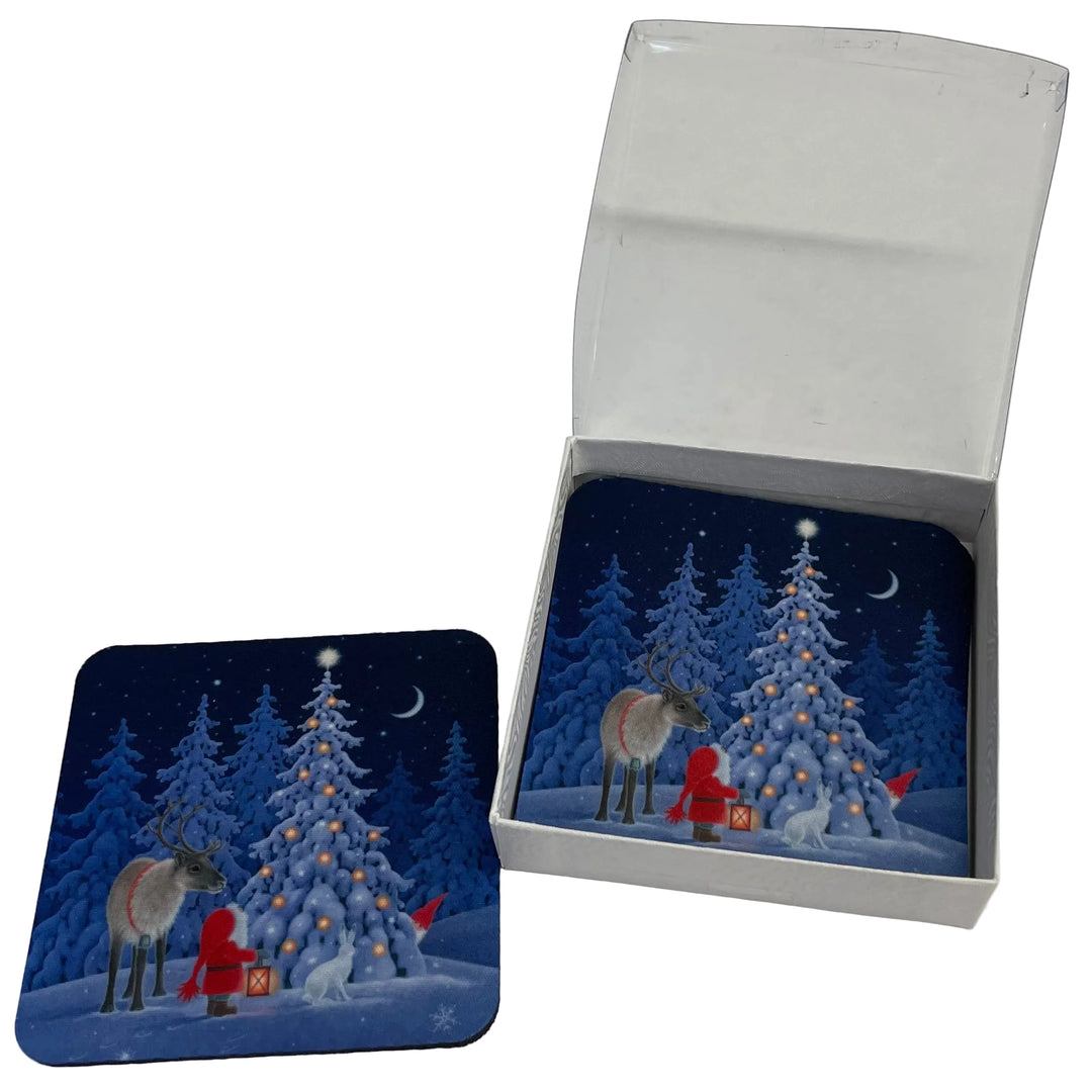 Eva Melhuish Tomte with Fox and Rabbit Coasters Box of 6