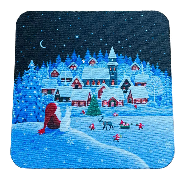 Eva Melhuish Tomte watching Village Coasters Box of 6