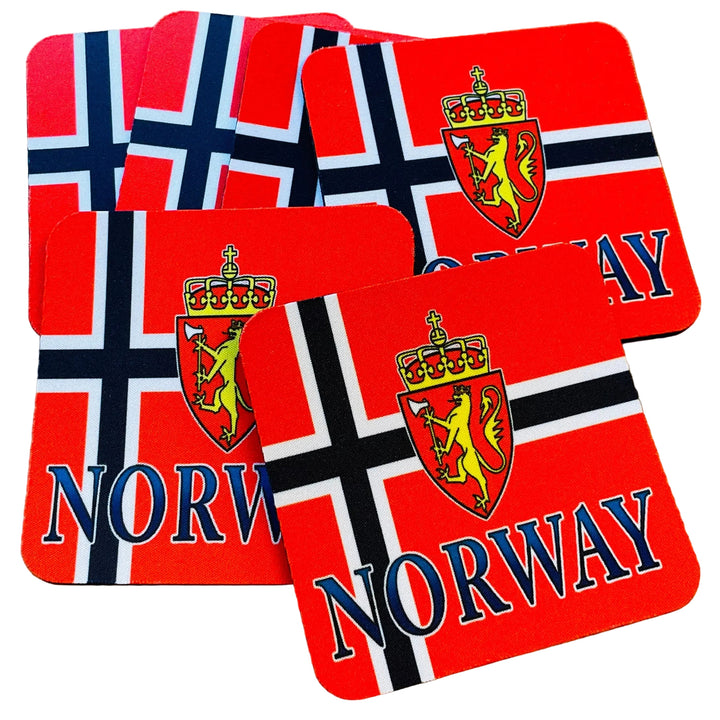 Norway Flag & Crest Coasters Box of 6