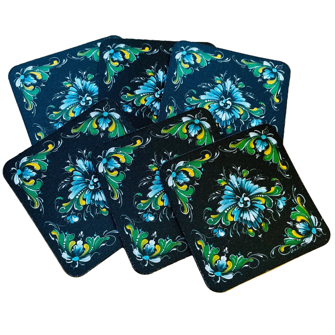 Lise Lorentzen Rosemaling Coasters Box of 6