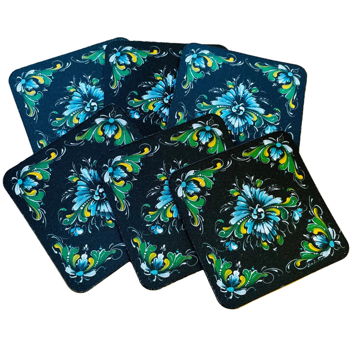 Lise Lorentzen Rosemaling Coasters Box of 6