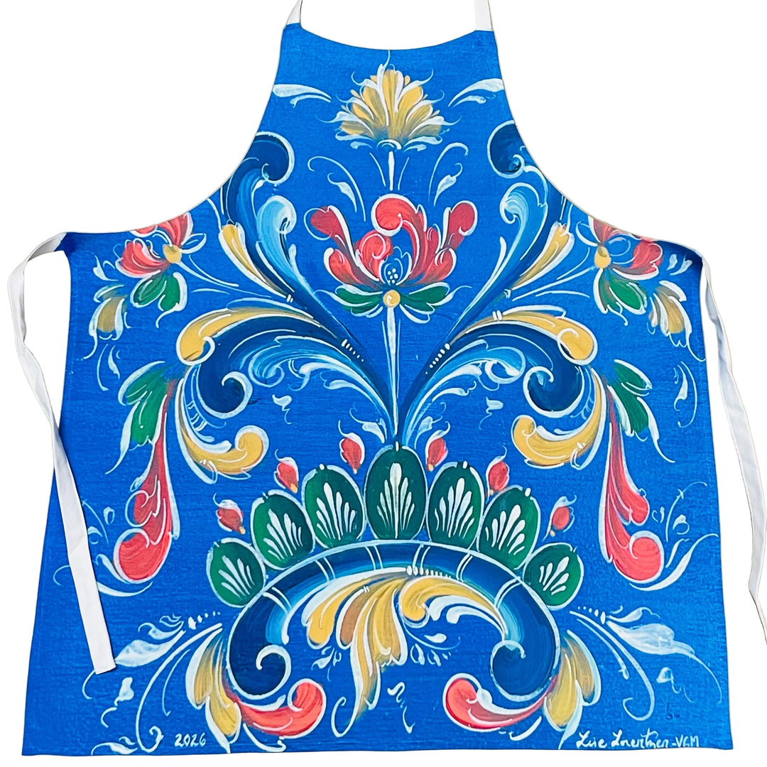 Apron - Lise Lorentzen Blue Rosemaling