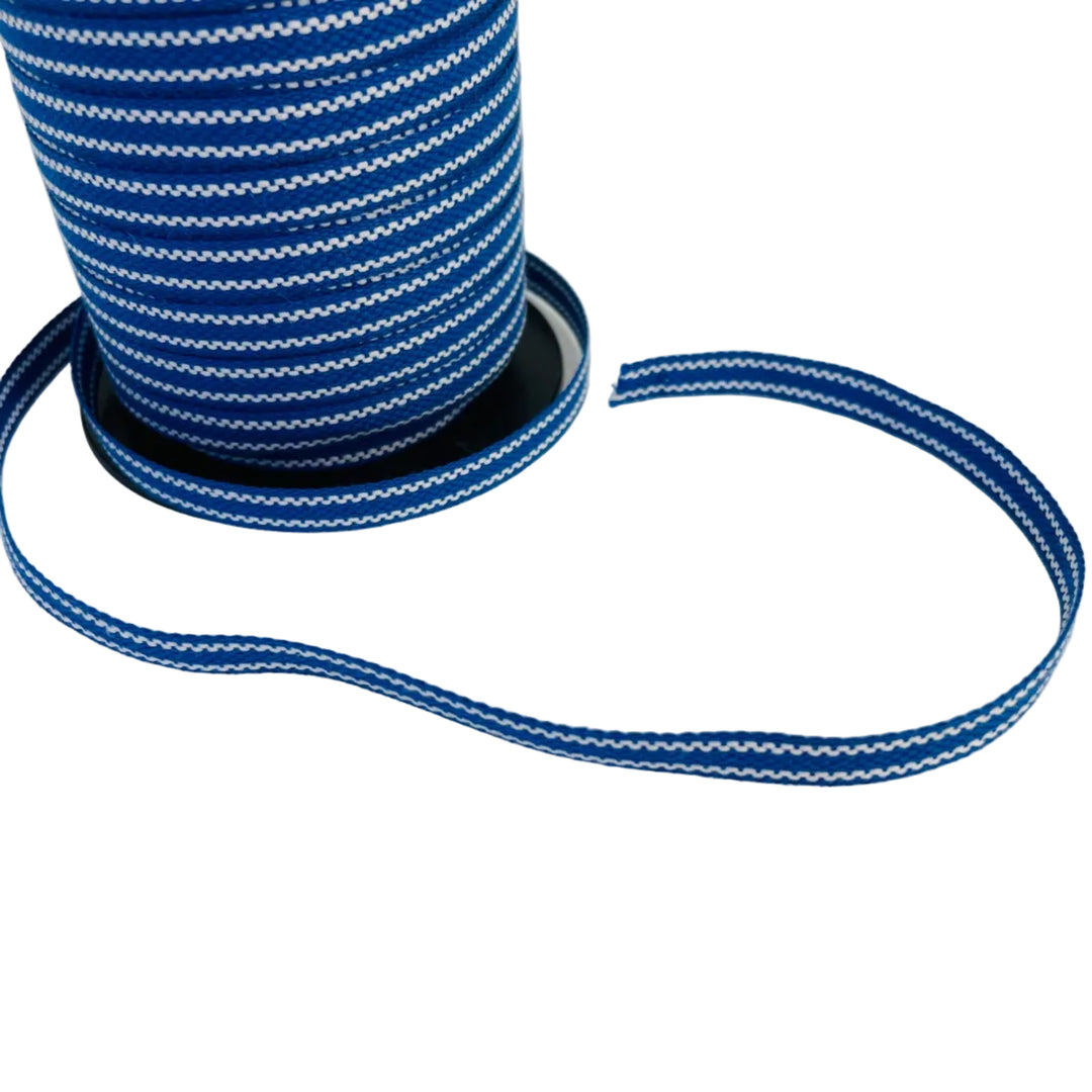 Fabric Ribbon Trim by the yard - Royal blue & White stripe