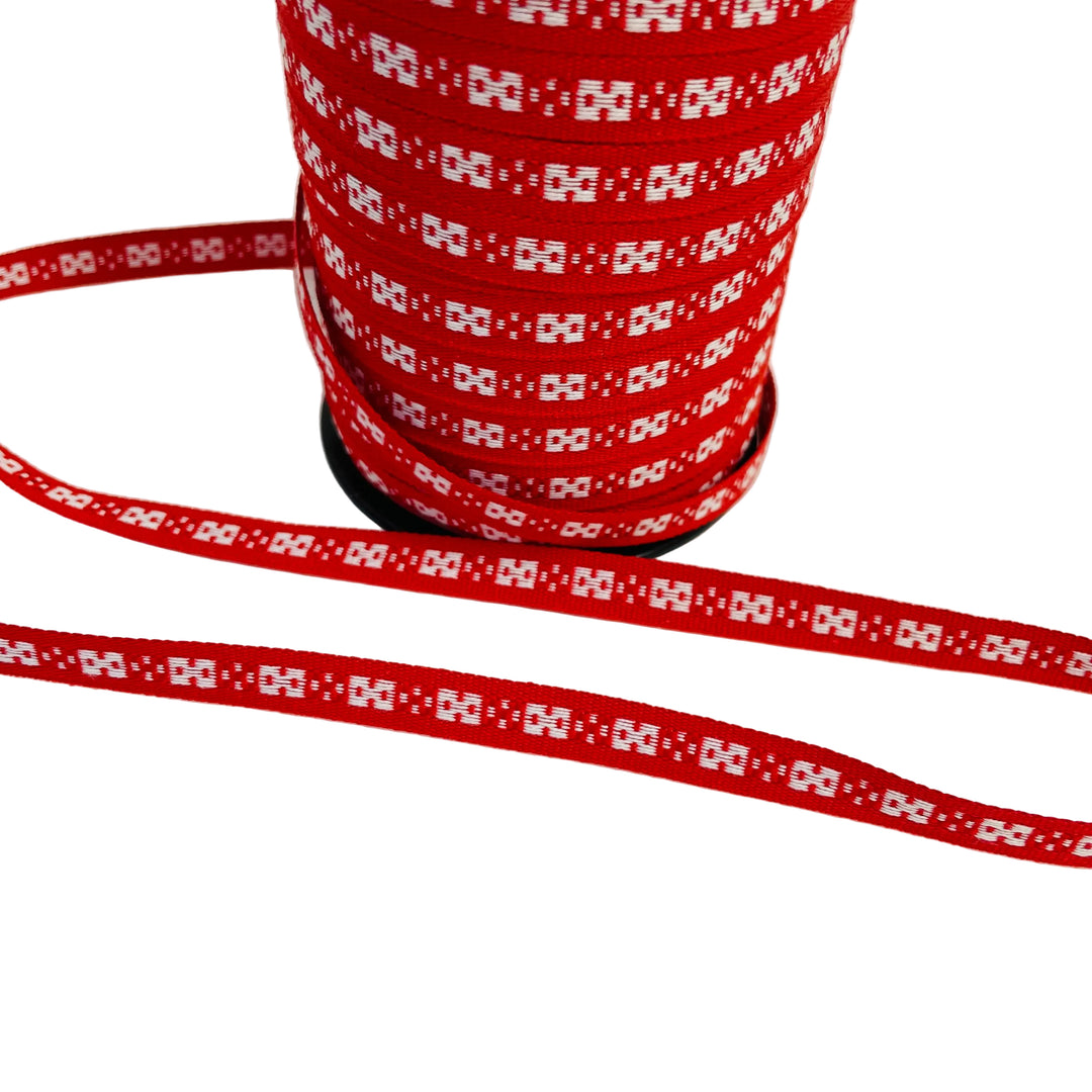 Fabric Ribbon Trim by the yard - Red & white