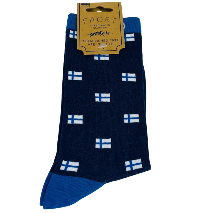 Finland Flags on blue socks