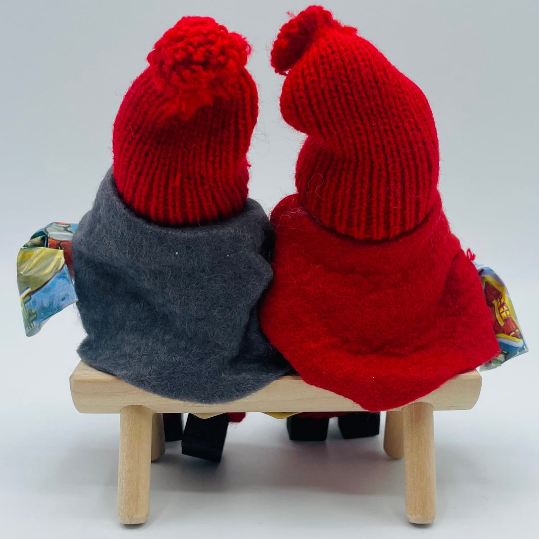 Swedish tomte couple on bench