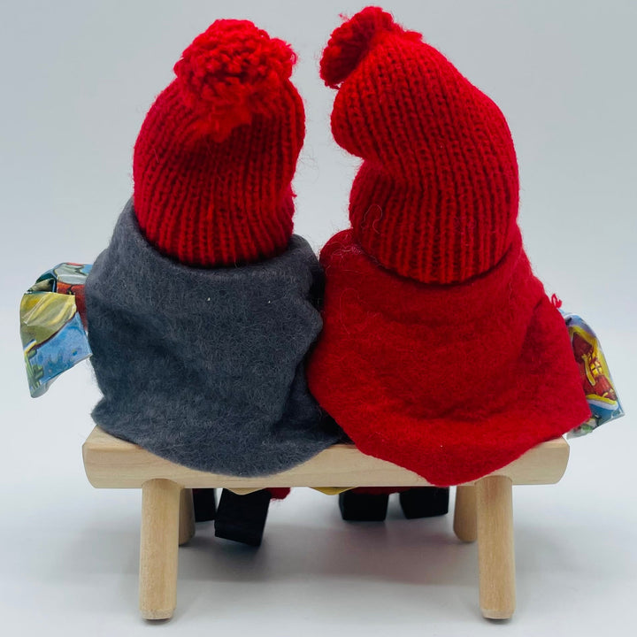 Swedish tomte couple on bench