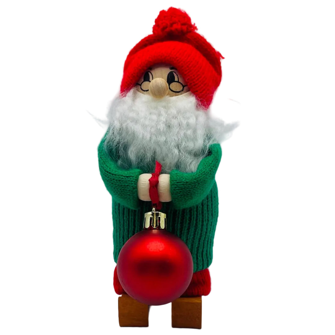 Swedish tomte with red ball ornament