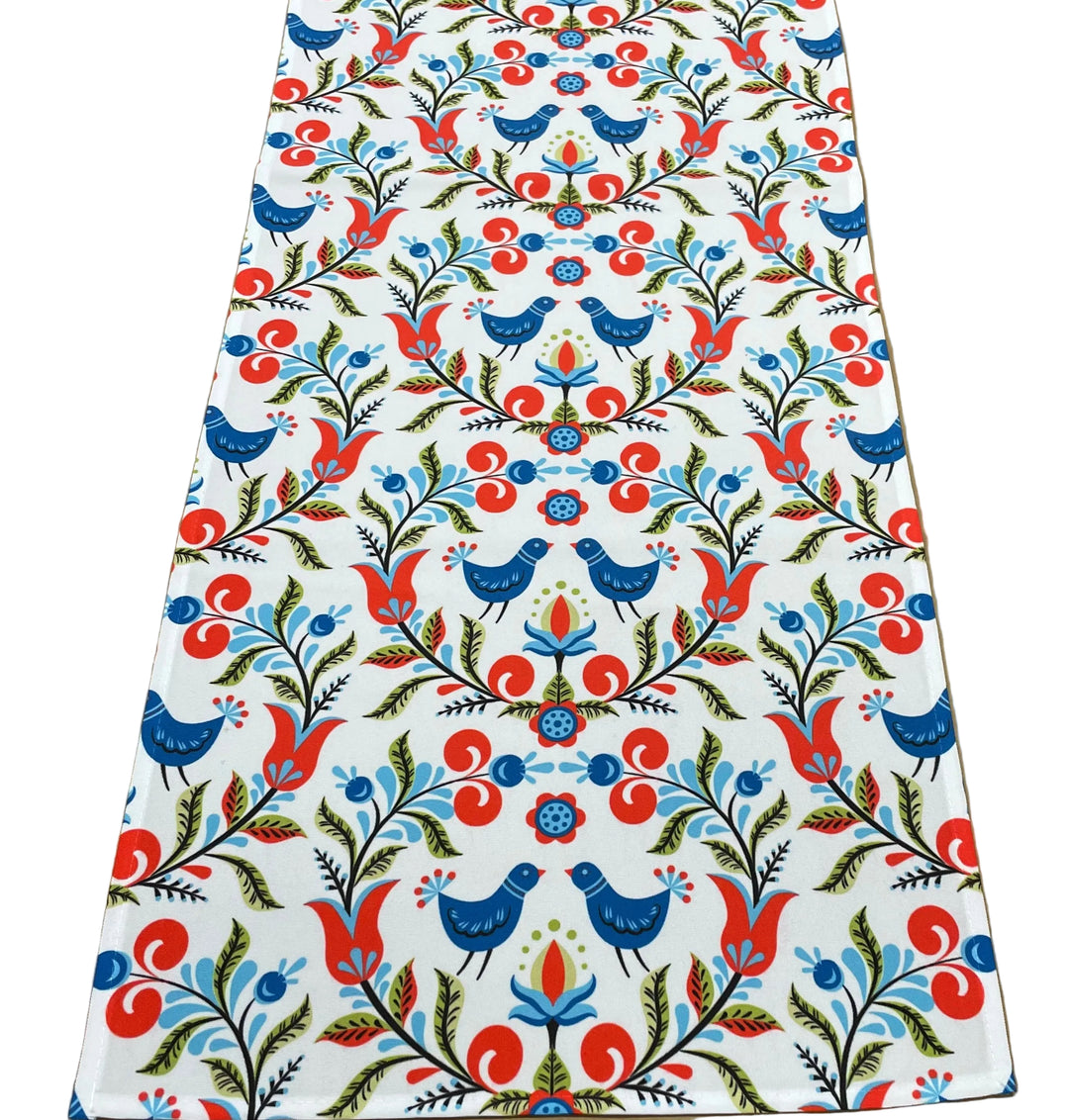 Flowers & Bluebirds Table Runner