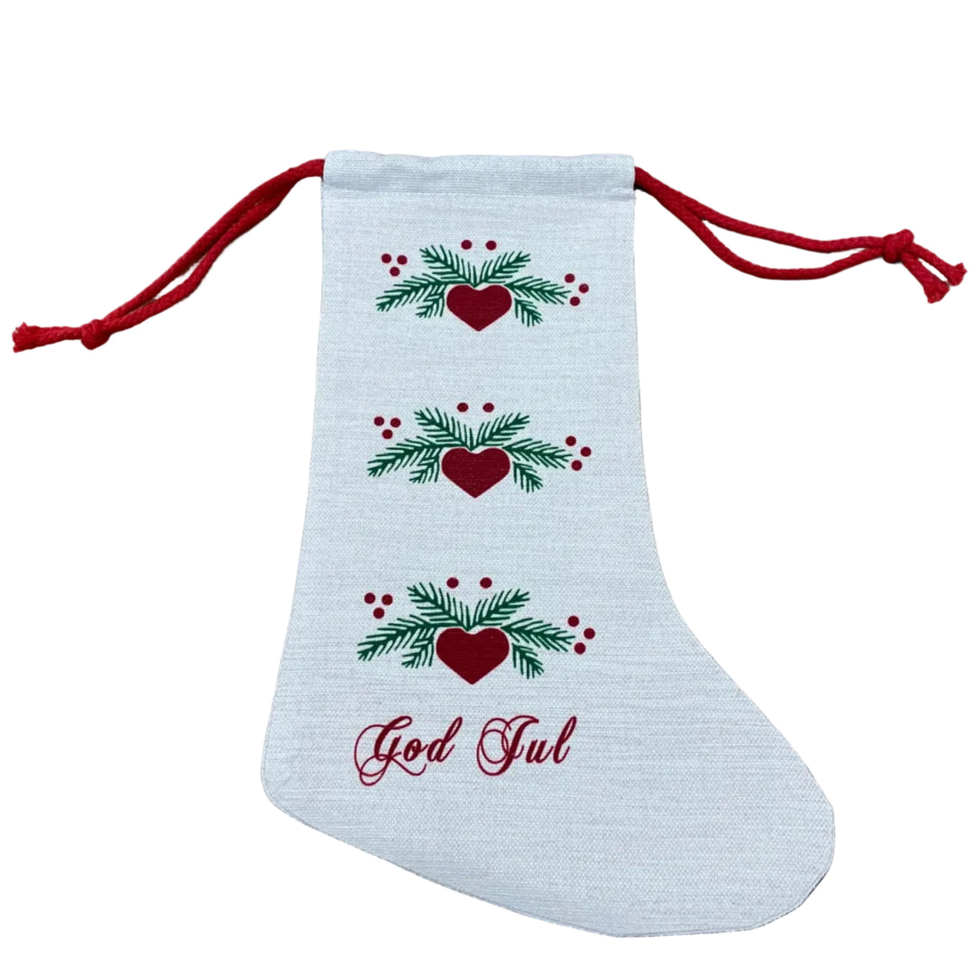 God Jul Hearts & Pines Stocking